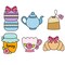 Mothers Day Tea Party of 6 Piece Tea Party Collection Cookie Cutter Set or Cookie Cutter & Stamp Set